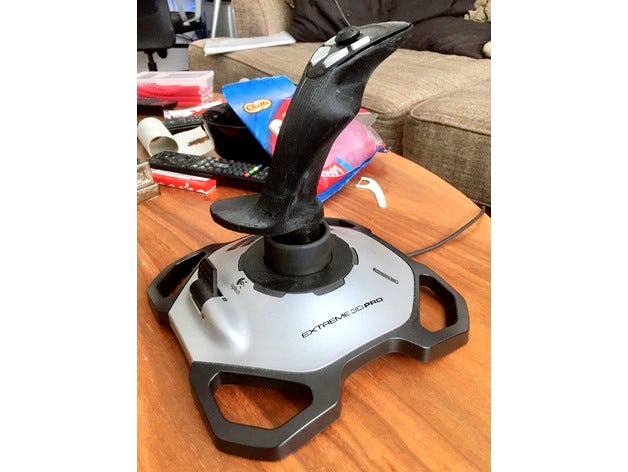 Inverted Logitech Extreme 3D Pro joystick handle by 3D_ThingKing