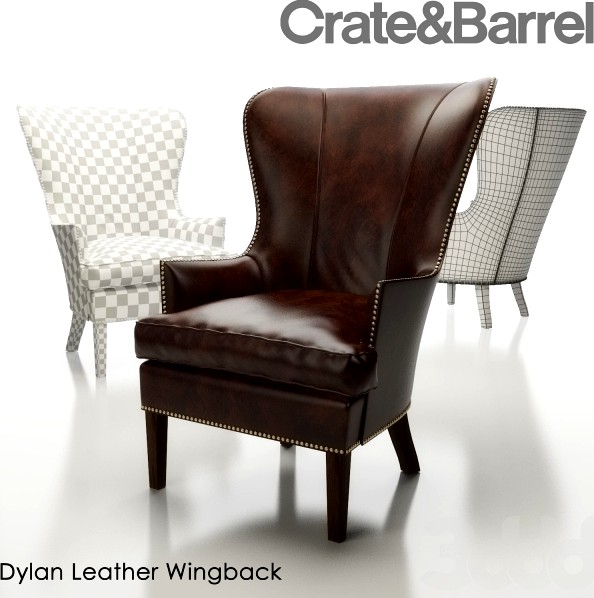 Crate&amp;Barrel Dylan Leather Wingback Chair