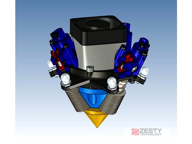 Diamond Nozzle mount for 3 Nimbles V1 with 50 mm ball centers by ZestyTech