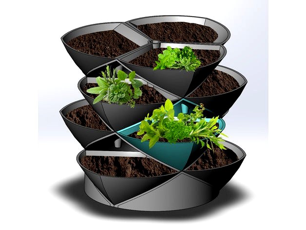 Stacking Planter Pods, a new concept in vertical, nesting herb and flower gardens - UPDATED to Version 2 by Anenome