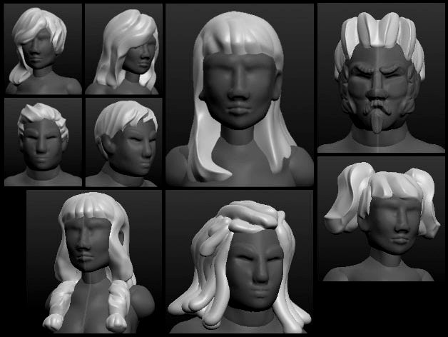Sculptris OBJ Bits: Hairstyles by dutchmogul