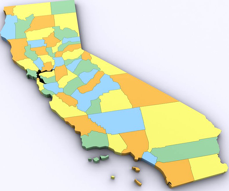 Map of California3d model