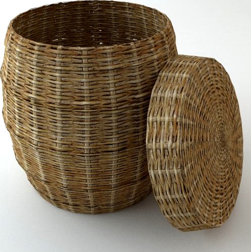 Wicker Basket with Cover3d model