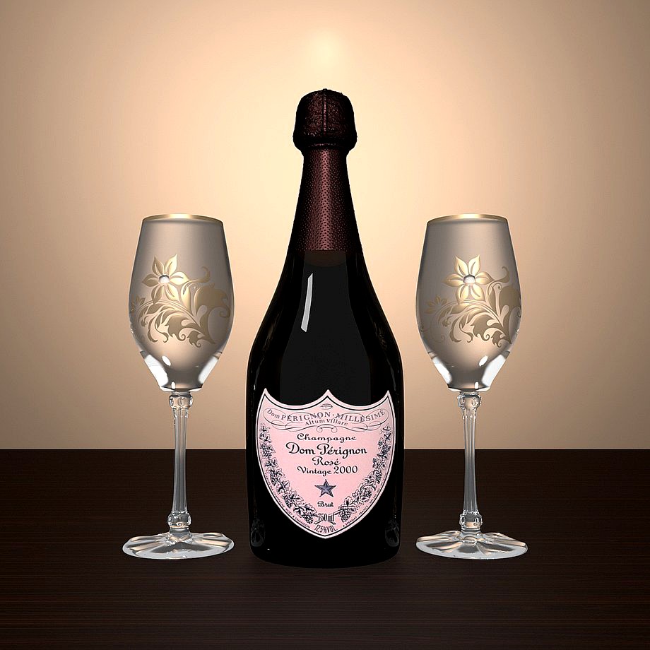 Champagne and Glasses3d model