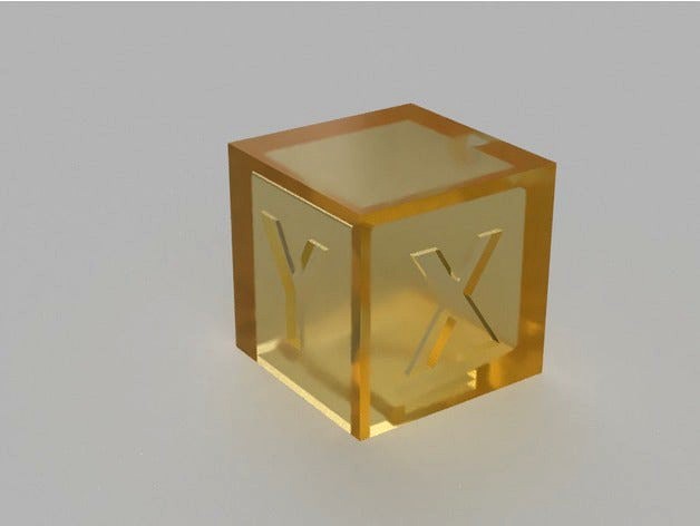 Calibration Cube X Y Z 20mm (SLA/DLP Edition for resin saving) by Helmi74