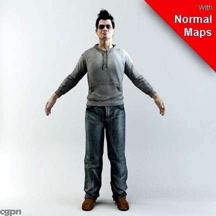 CMan0001-M3-CS/Rigged for 3D Max Character Studio3d model