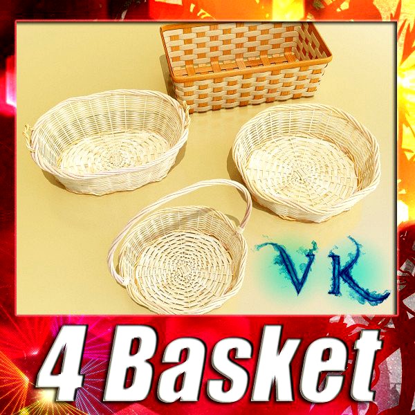 4 Wicker basket collection.3d model