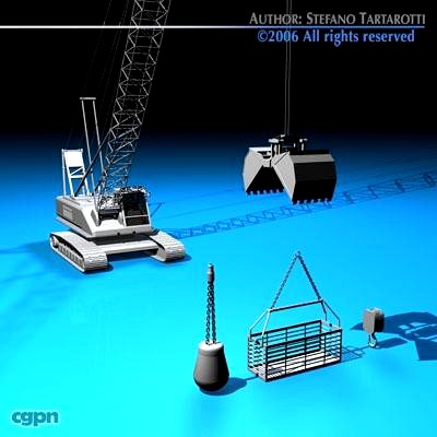 Crane with dipper bucket3d model