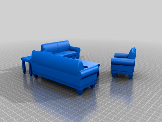 Dollhouse living room set - Sofa - Love Seat - Chair - tables by HPonstein