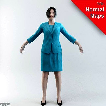 BWom0003-M3-CS/Rigged for 3D Max Character Studio3d model