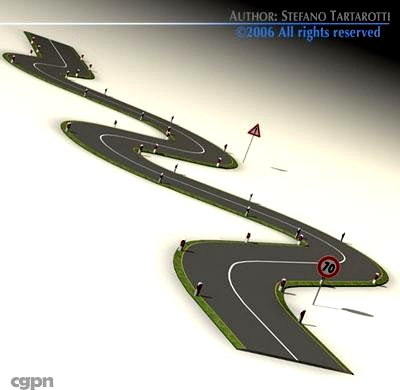 Road with curves3d model