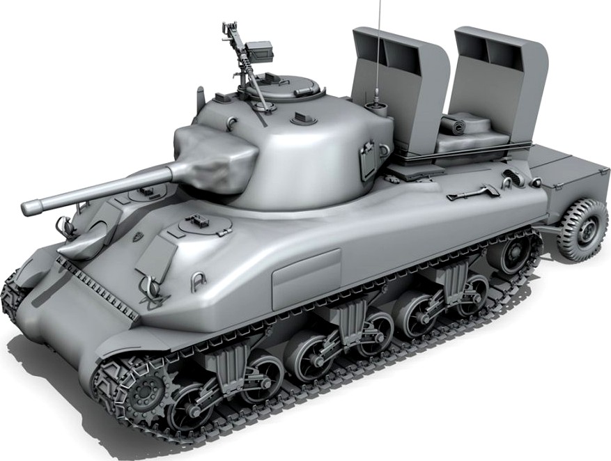 M4A1 Sherman with Deep wading gear3d model