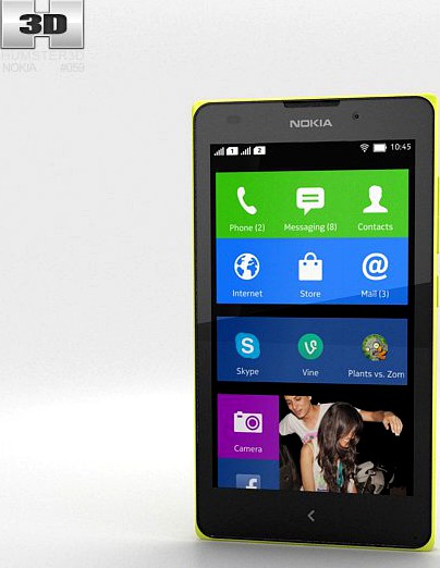 Nokia XL Yellow3d model