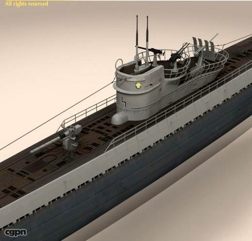 Type IX U-boat submarine3d model