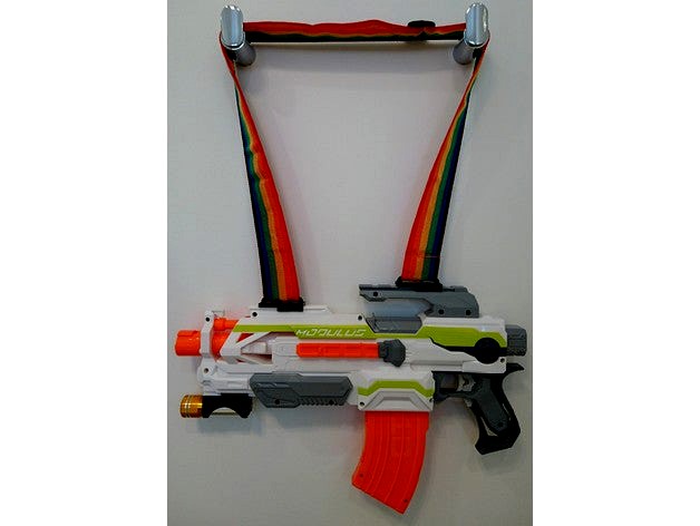 NERF Gun Shoulder Sling Rail Mounts (2" or 50mm luggage strap conversion) by rambo_au