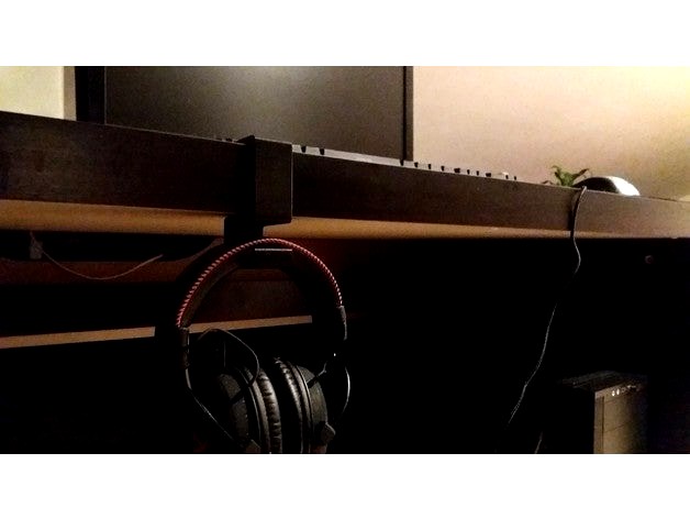 Headphones hanger for Malm desktop (Ikea) / Soporte de auriculares para escritorio Malm (Ikea) by itziko