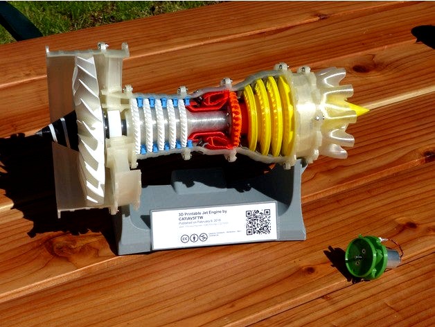 3D Printable Jet Engine, motorized by Rolumix