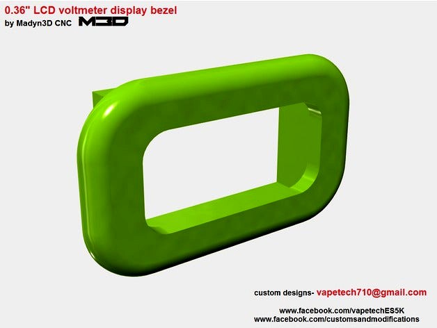 0.36" LCD Voltmeter Bezel by Madyn3D-CNC_LLC