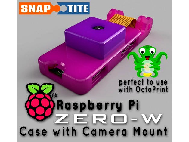 pi Zero-W case with cam mount (OctoPrint) by HauntFreaks