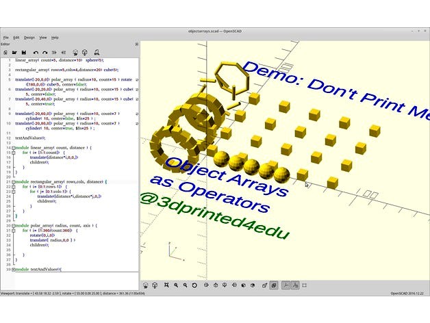 OpenSCAD - Array Utility by mathcodeprint