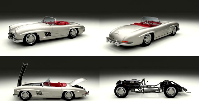 Fully Modelled Mercedes 300SL Roadster 3D Model