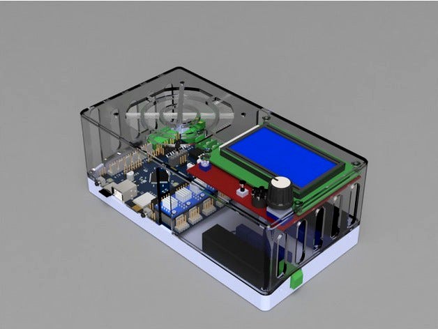 Extended Enclosure with GLCD and CAT5_Extruder_Board for Cohesion3D Remix by mpentenr