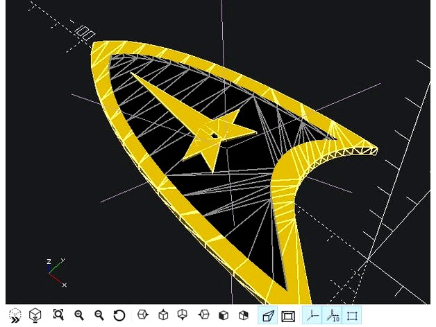 Openscad Startrek Badge by KySyth