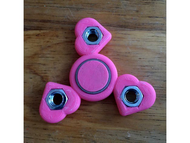 Customizable Rotated Heart (pick-a-weight) Fidget Spinner by Lucina