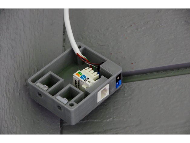 Surface-mount wall box for one keystone ethernet jack and one pair of PowerPoles, with side-mounting captive nuts by ecloud