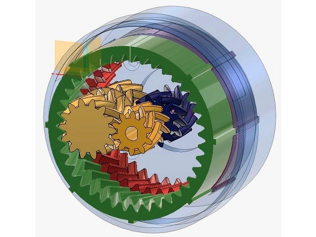 Compound Planetary Gear Box (37:1 or 49.3:1) NEMA 17, No Hardware.  by Gear_Down_For_What