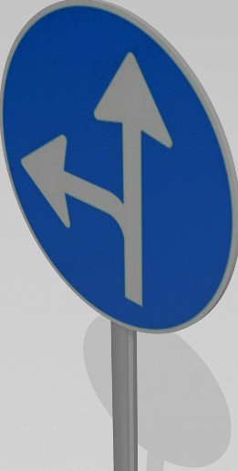 Turn left or straight sign