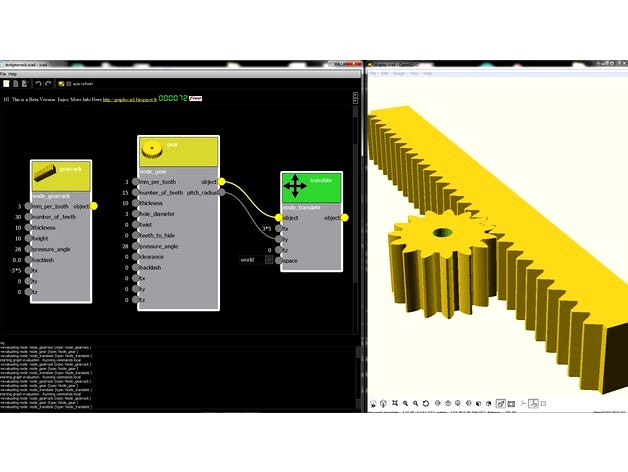 Gears and gear racks in Graphscad by kolovitz