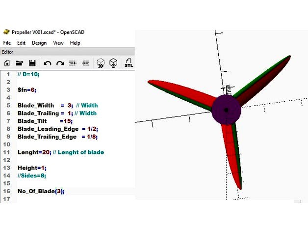 OpenScad Propeller by KySyth