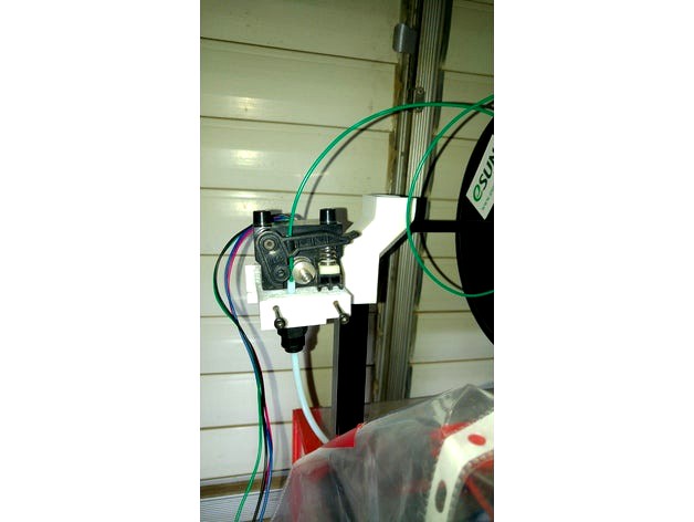 Bowden extruder mount for RigidBot on filament rack by guysoft