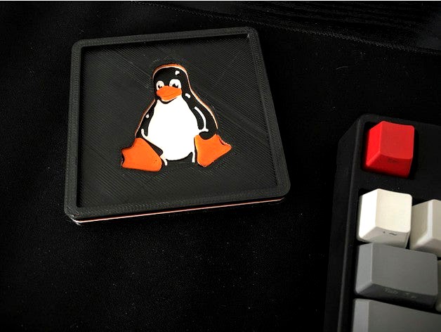 Multicolored Square Tux Coaster by davidcako