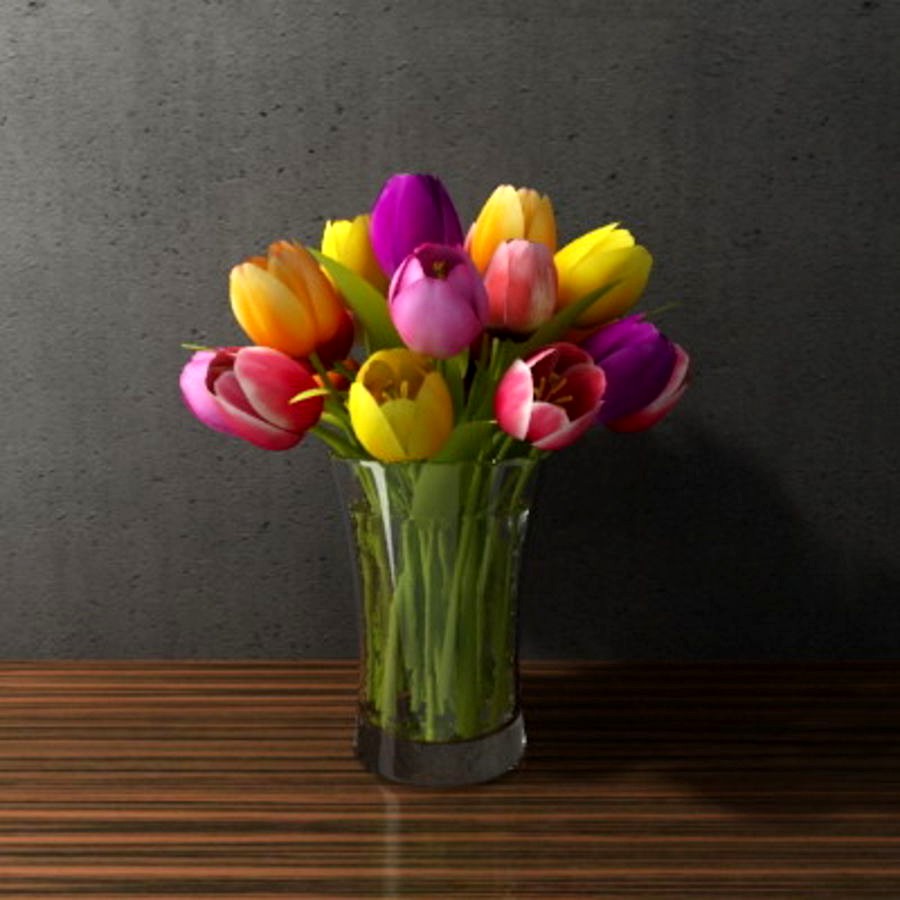 tulip in glass vase 3d model
