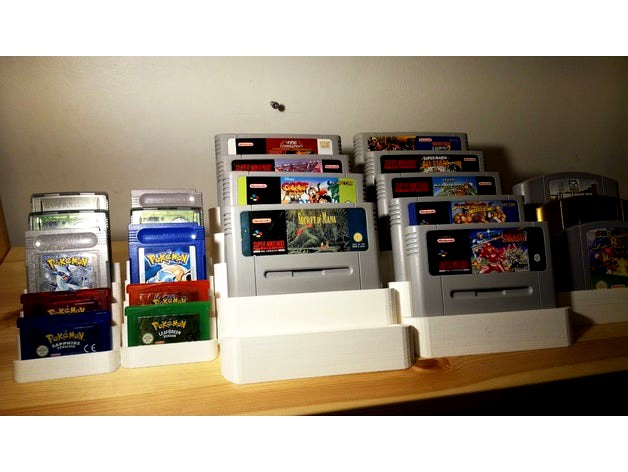 Game cart holder (SNES, N64, Gameboy/GBA, DS, NES) by stuffperson