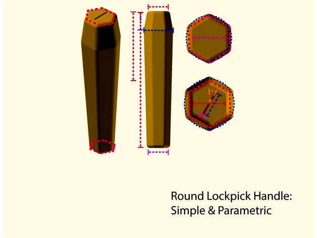 Round Lock Pickhandle - Simple & Parametric by grahampheath