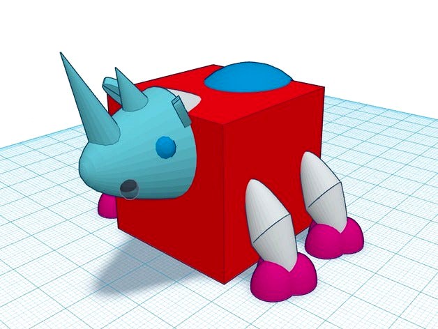 #3DBlockZoo Carl The Rhiono by 3dMakernoob