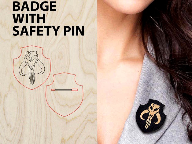 Wooden badge with safety pin by cartonus