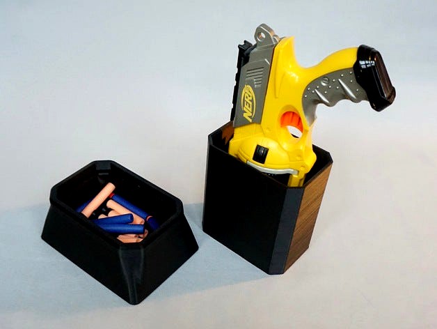 Holster stand with ammo box for Nerf N-Strike Maverick revolver by 3DGenera