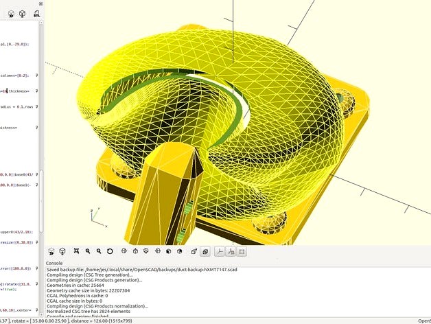 E3D fan duct nozzle v1.0 (openscad bezier) by akajes