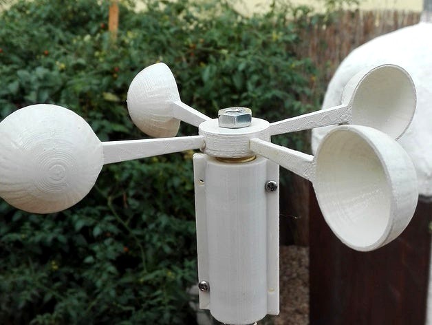 Simple Wind Speed Sensor / Anemometer 4 Windcups by pizzadejamon