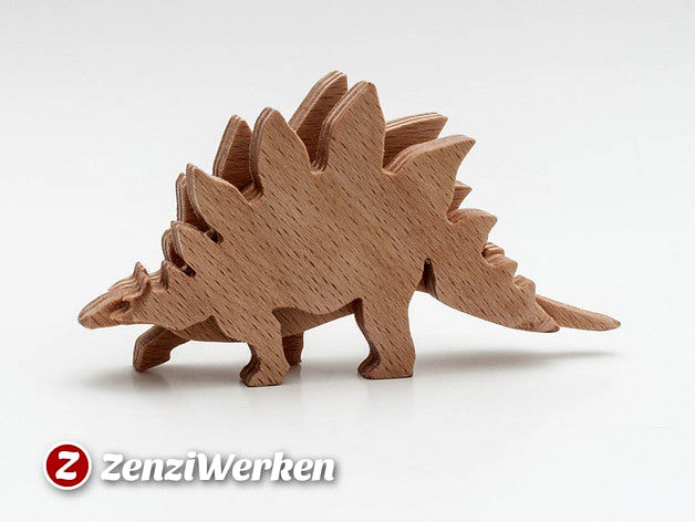 Dino Stegosaurus 3-layered-animal cnc/laser by ZenziWerken