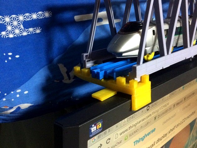 Plarail display shelf on LCD monitor. by linuxserchers