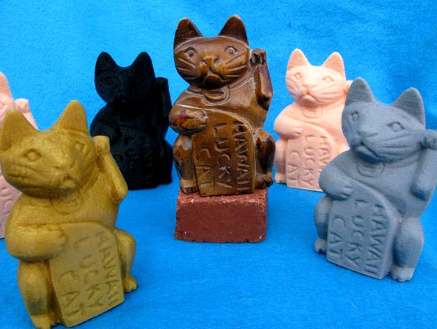 Lucky Cat Wood Carving by pmoews