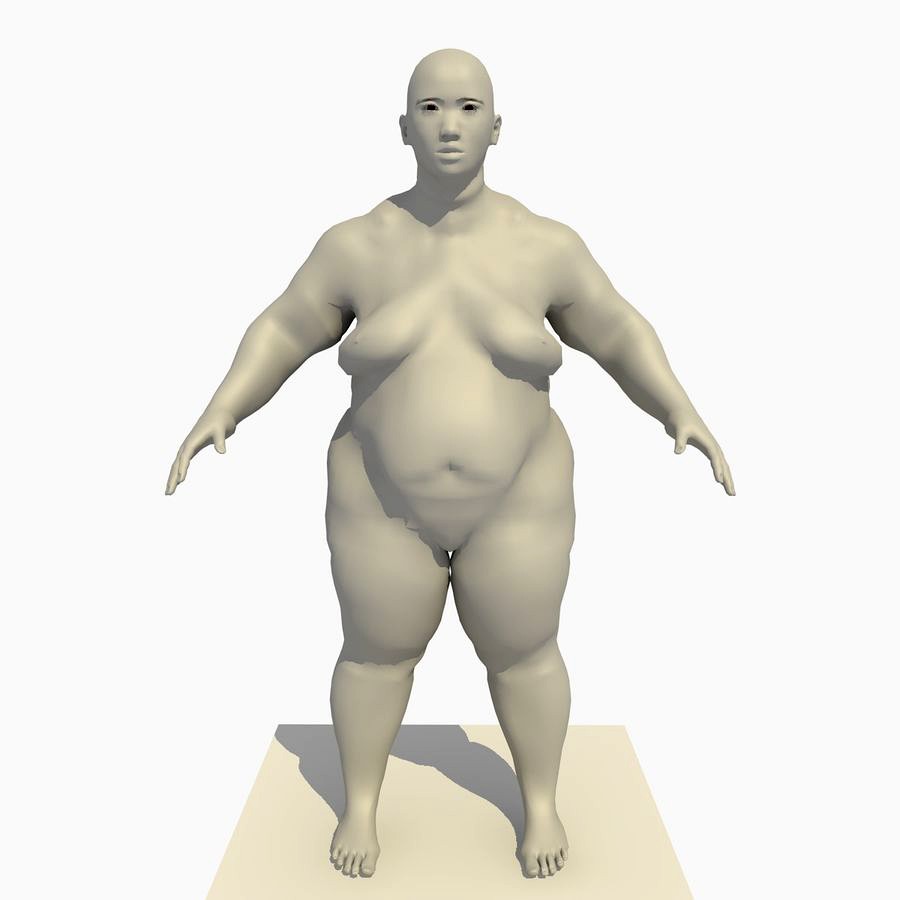 Rigged Obese 25 Year Old Dwarf Asian Female Base Mesh