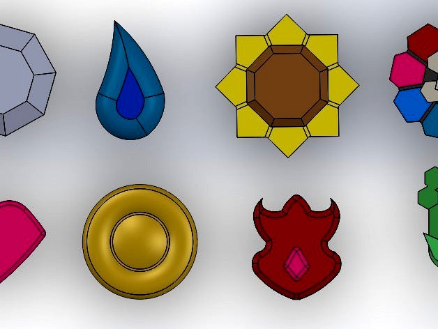 Pokémon Gym Badges Gen 1-5 + Orange League Winner's Trophy by BlueFenix