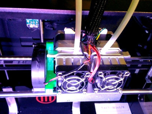 Makerbot Replicator 2X PLA Fan Mount by Germ_Y