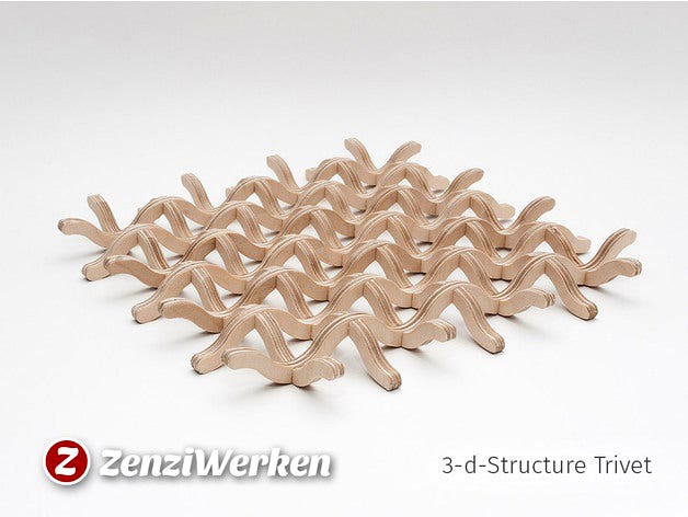 3D Wood Structure Trivet cnc/laser by ZenziWerken